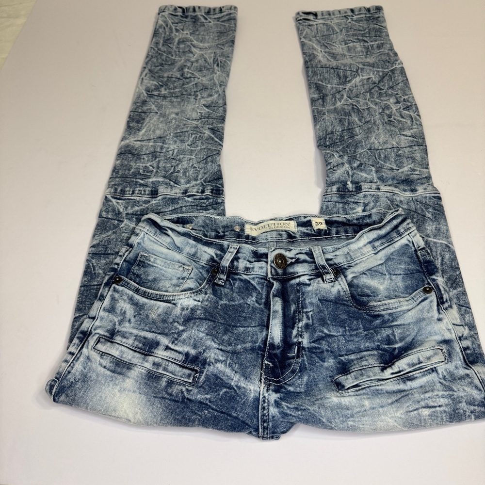 Evolution In Design Jeans Mens 30 Dark Blue Denim Acid Wash Men YTK 90’s - Picture 2 of 13